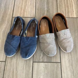 Toms Navy Blue Classics  and Gray w/ Leather